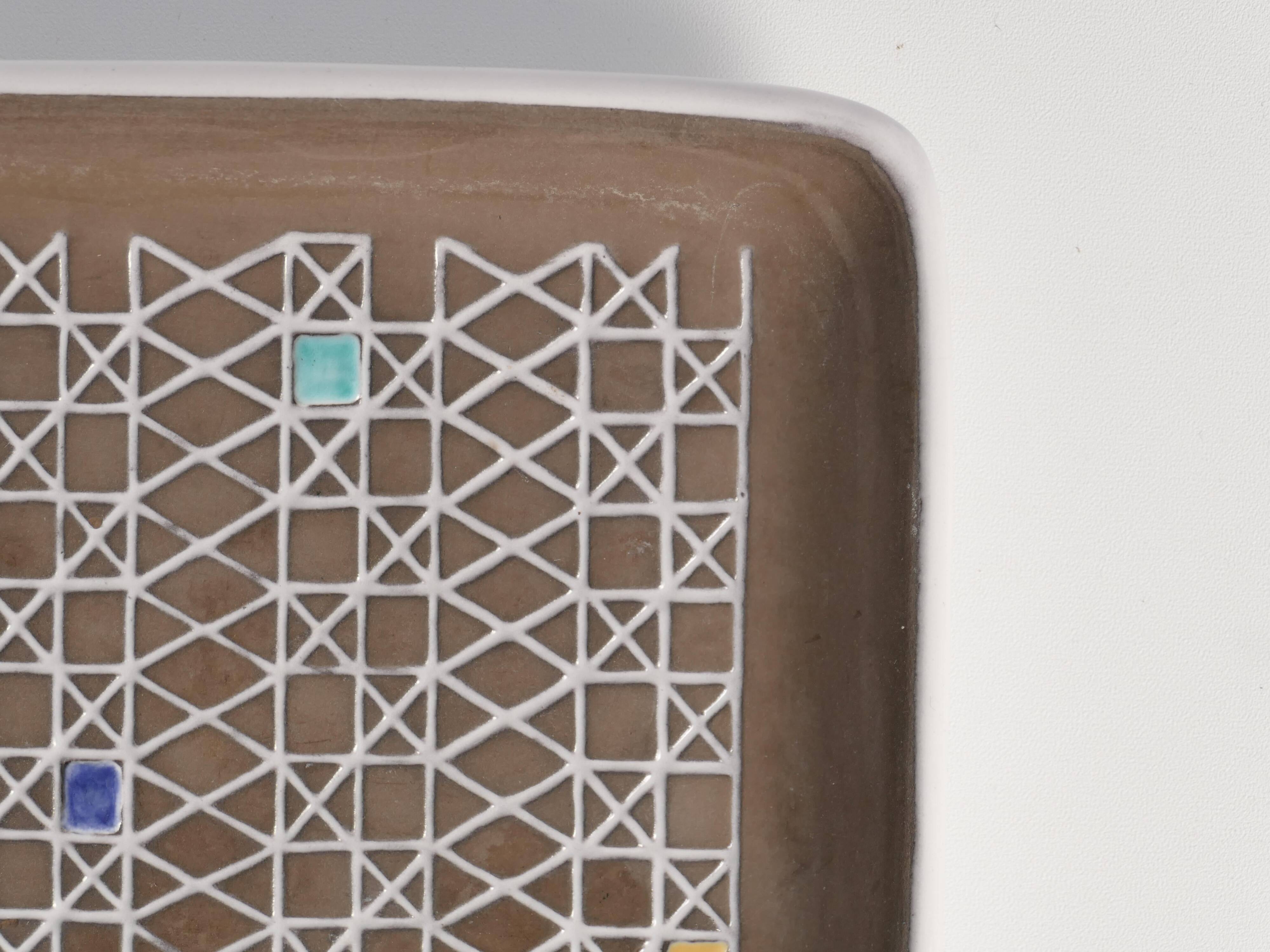 Brown and White "Corso" Ceramic Dish by Ingrid Atterberg for Upsala Ekeby, 1950s