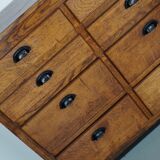 Belgian industrial oak apothecary cabinet, 1940s