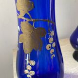 Trio of cobalt blue Art Deco vases