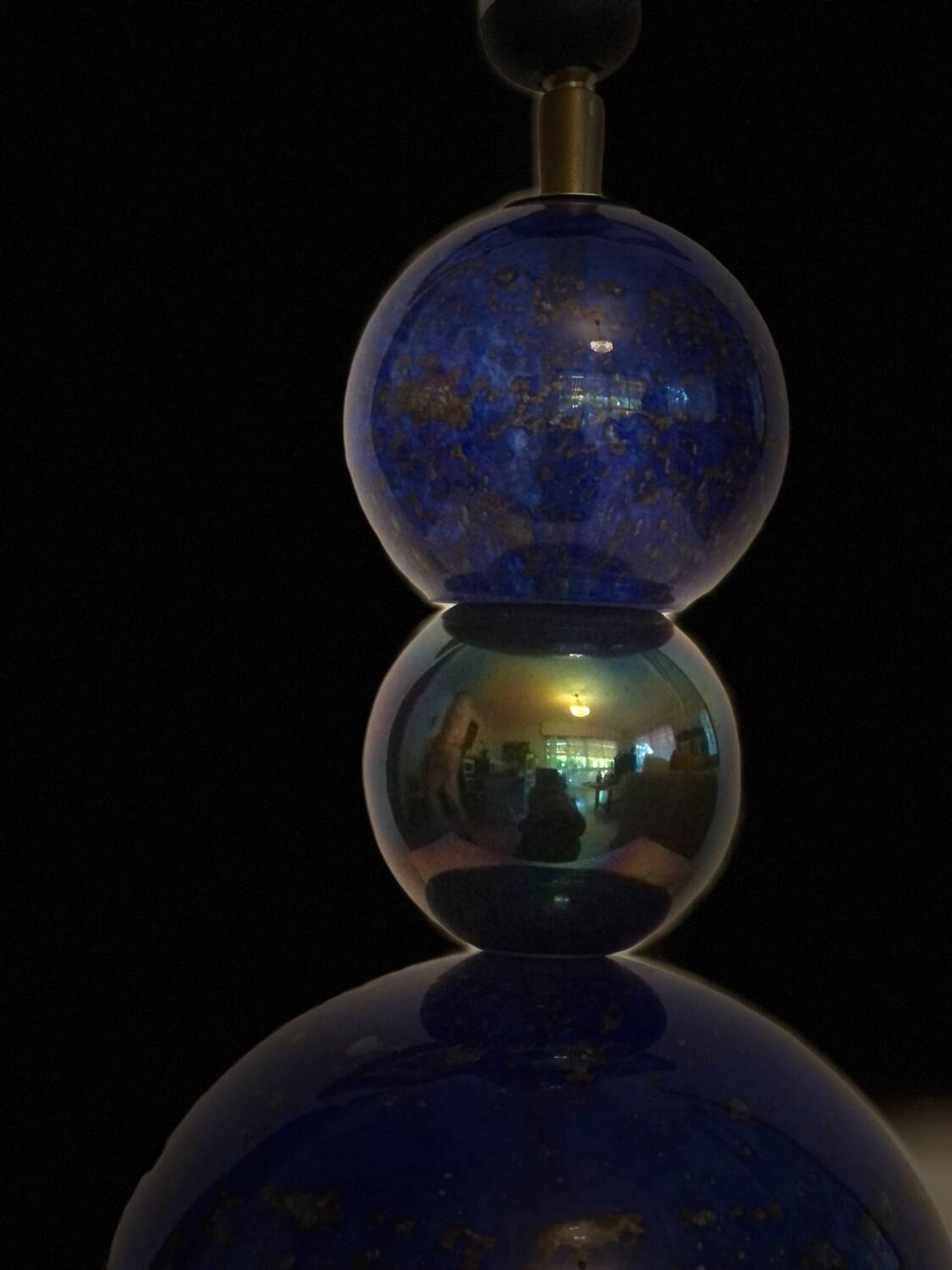 Vintage blue and gold blown glass lamp from the 80s/90s
