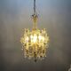 Chandelier en bronze avec fleurs en perles de cristal des années 1950