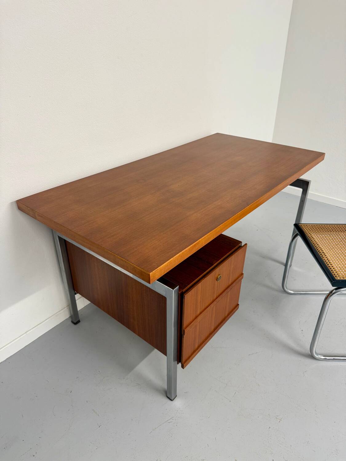 Teak and metal desk designed by George Frydman Efa 1960s vintage