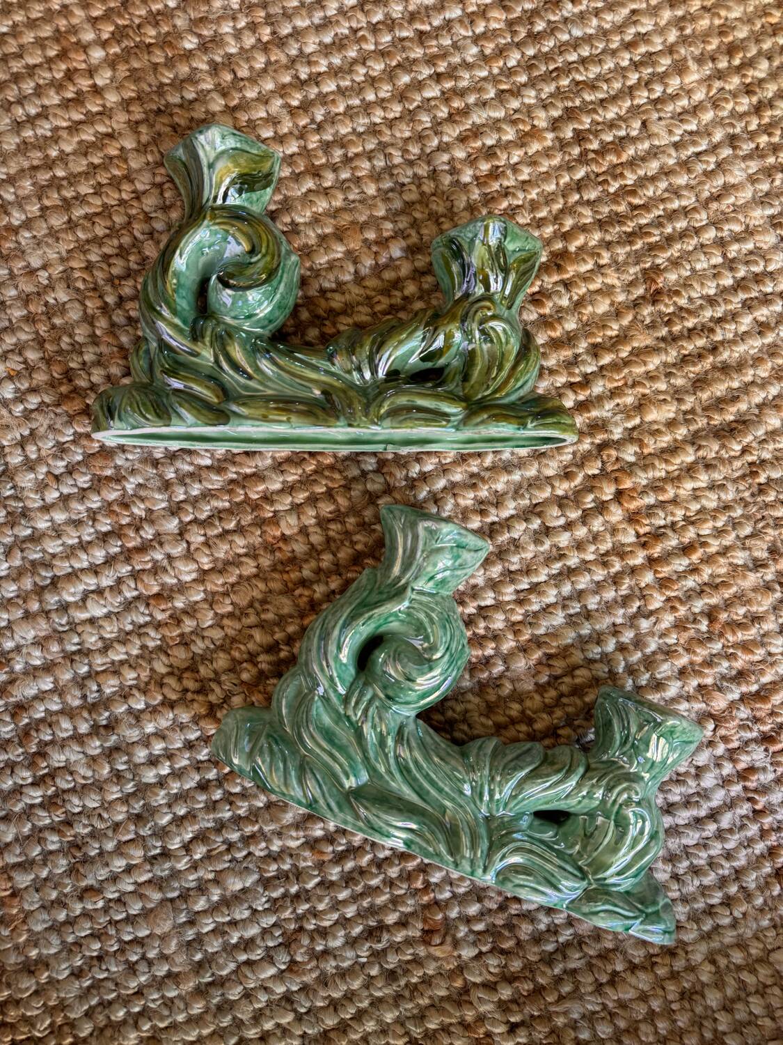 Lot de 2 bougeoirs doubles en céramique années 1930 Hubert Bequet