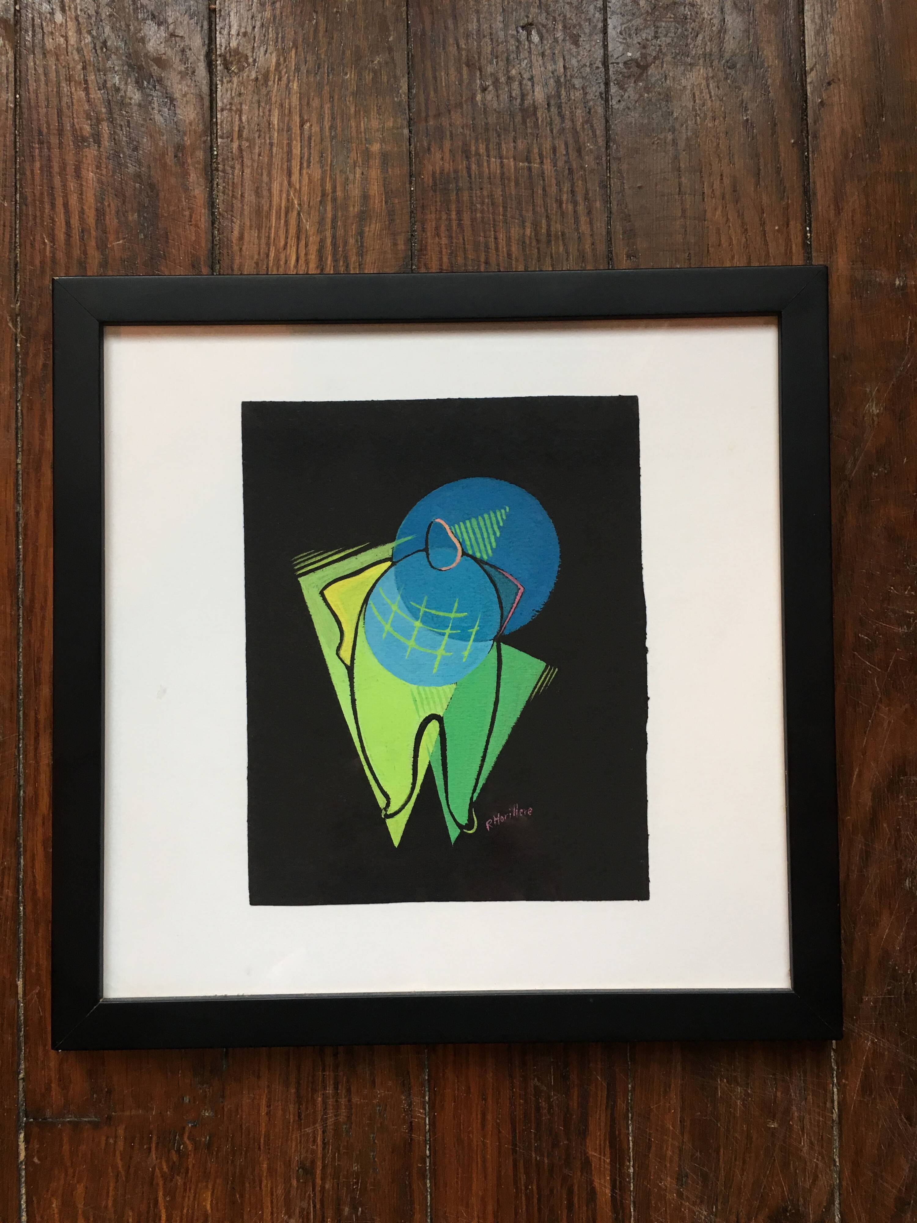 Cubist composition on black paper. France, 1950s.