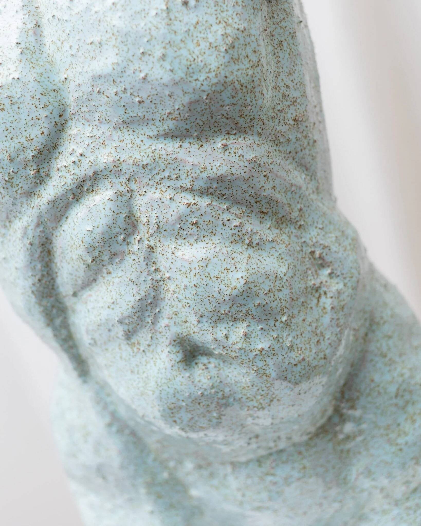 Studio ceramic torso statue - light blue ceramic clay figure - Mid-Century design