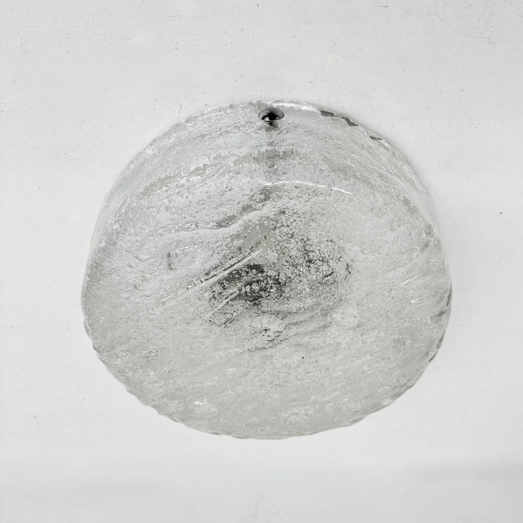 Mid-century Hillebrand iced glass ceiling lamp, 1970s