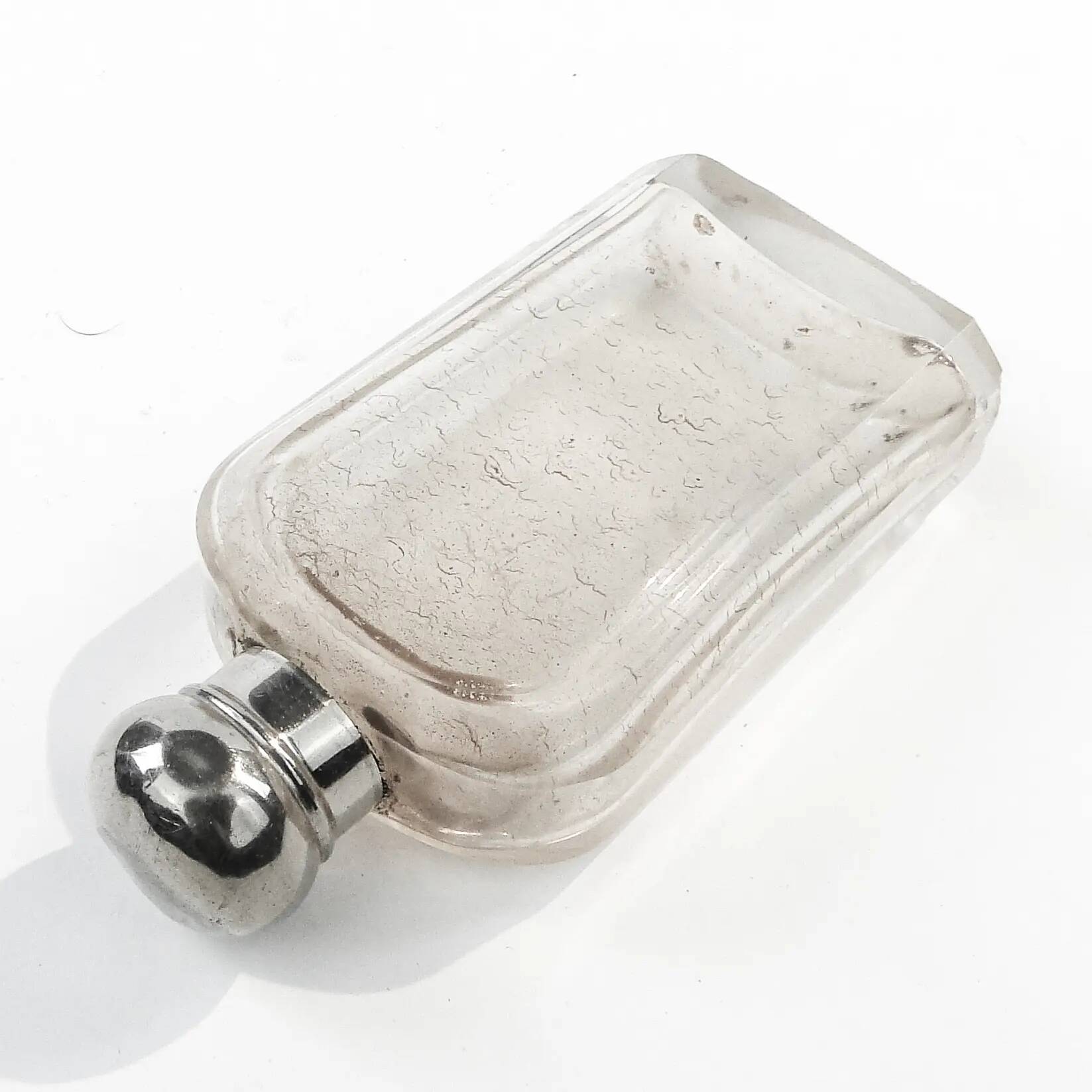 Art Deco hip flask, crystal, France, 1930s