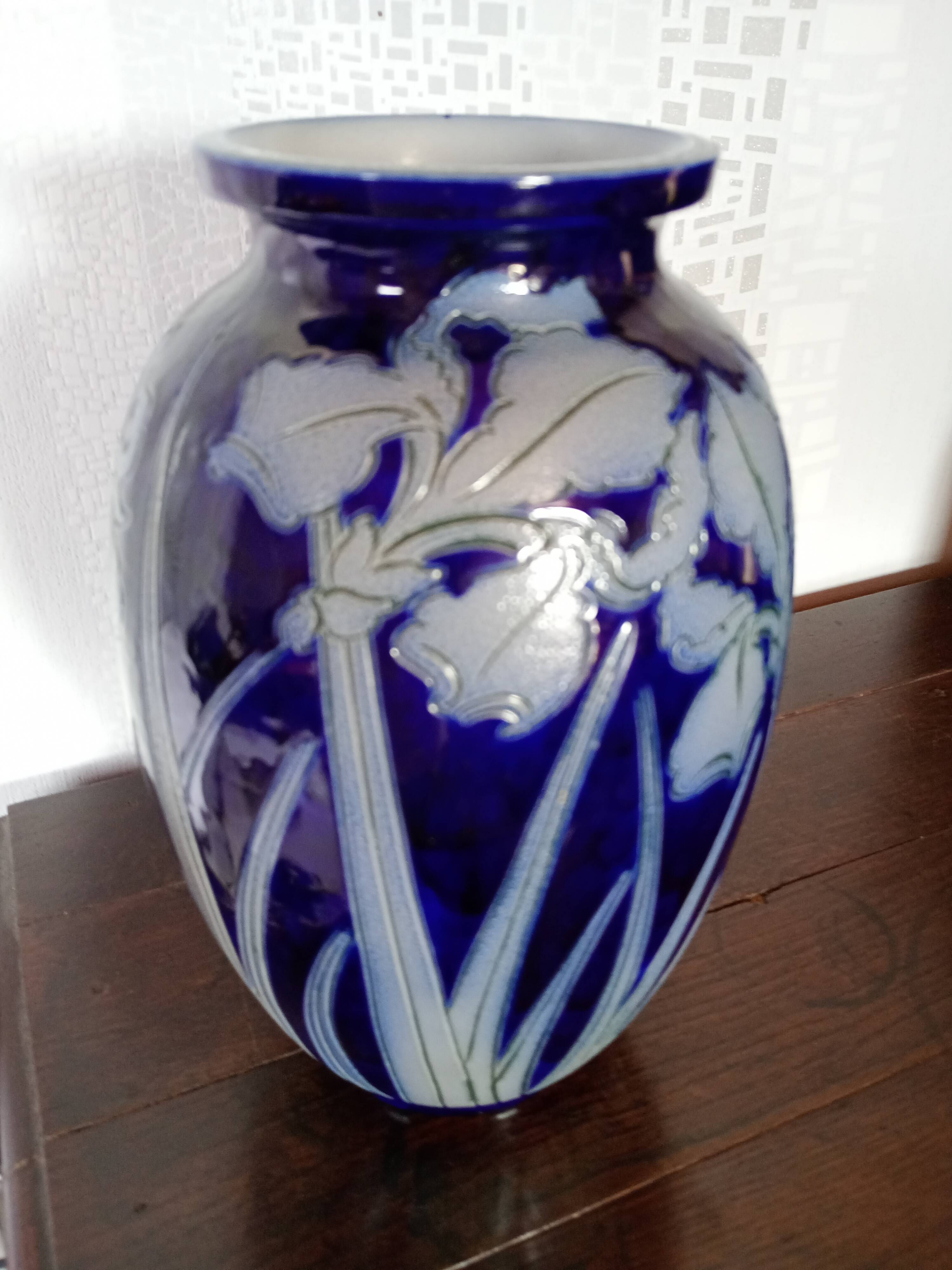 Betschdorf - Large Iris Vase in cobalt blue glazed stoneware