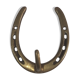 Horseshoe-shaped brass coat rack