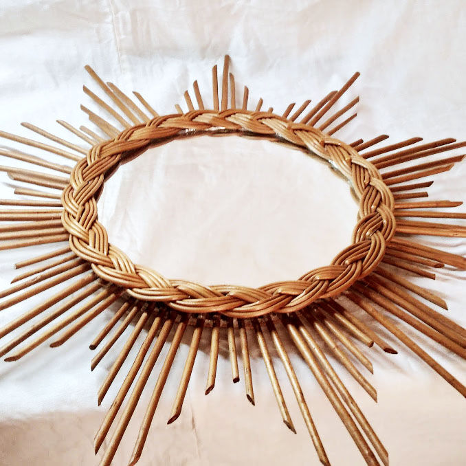Rattan sun mirror 1960 - 50x50cm