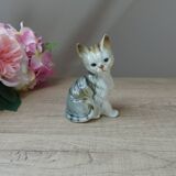Vintage porcelain sitting cat figurine taiwan collection
