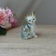 Vintage porcelain sitting cat figurine taiwan collection
