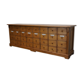 German pine apothecary cabinet with enamel shields, 1930s