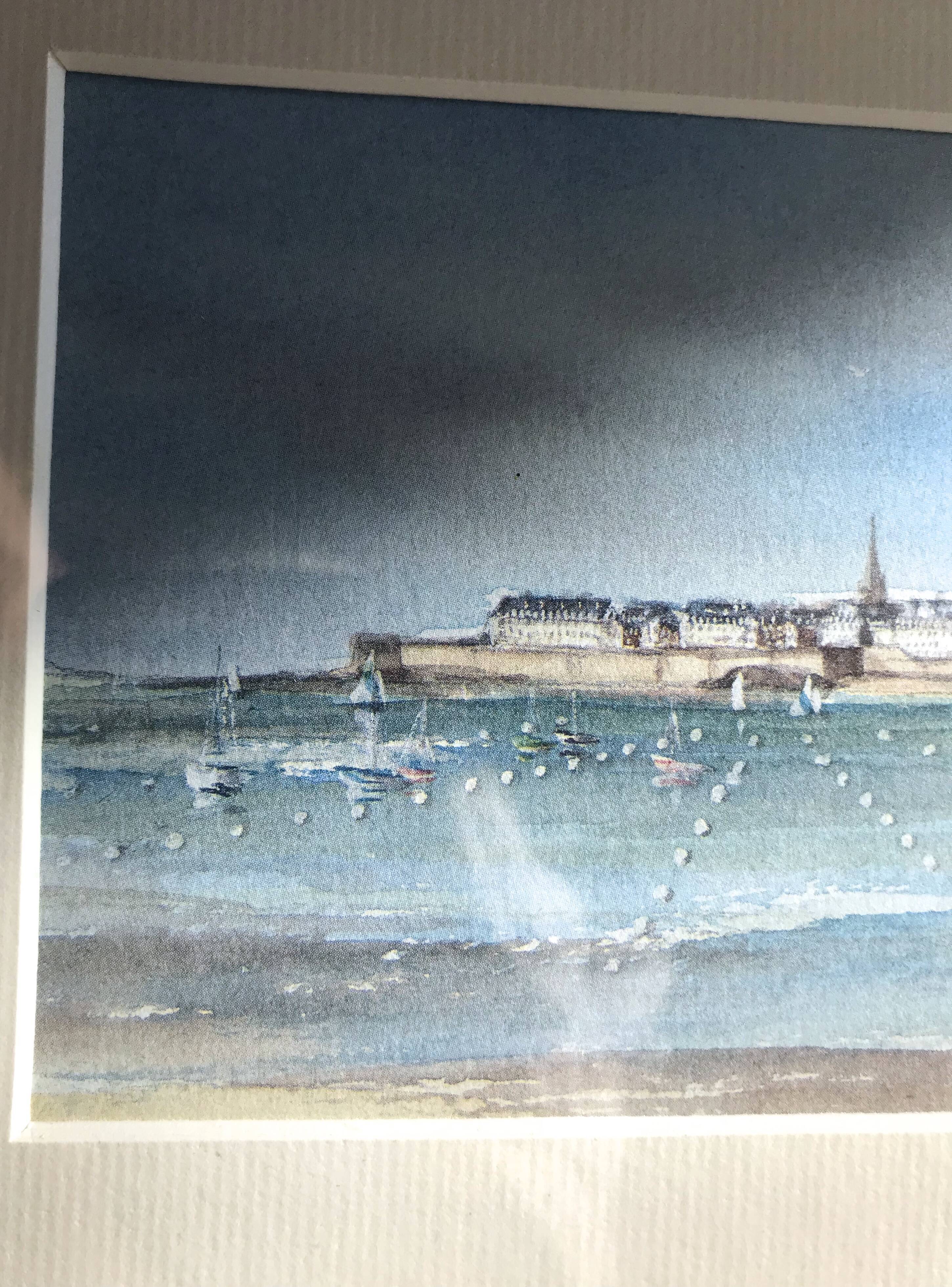 Aquarelle signée Alexandre Bonade, Saint-Malo