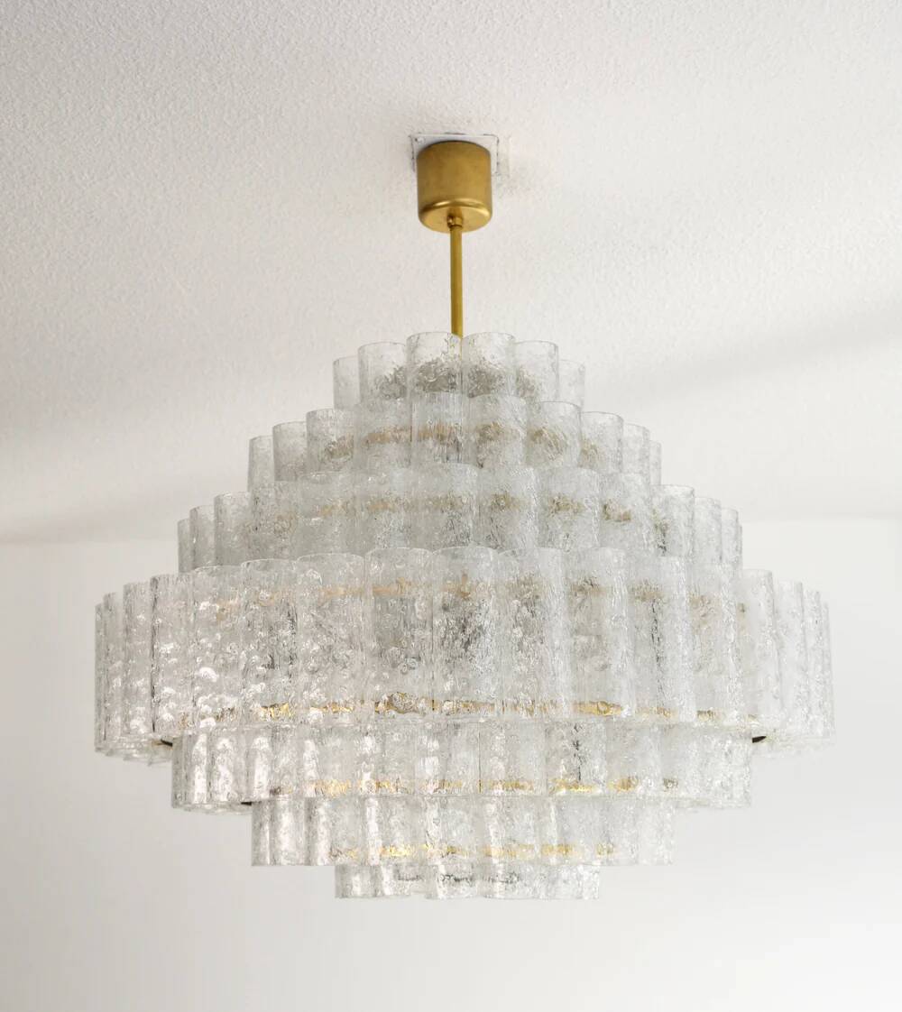 Mid-Century Murano Glass 7-Tier Ball Chandelier, Doria Leuchten