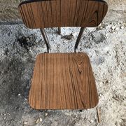 Old chair kitchen formica brown wood + feet compass metal chrome vintage