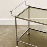 Vintage Chrome Drink Trolley - Bar Cart with smoked glass, 1980s