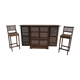 Foldable teak bar and two bar stools