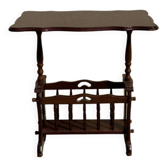 Porte-revue en bois tourné brun