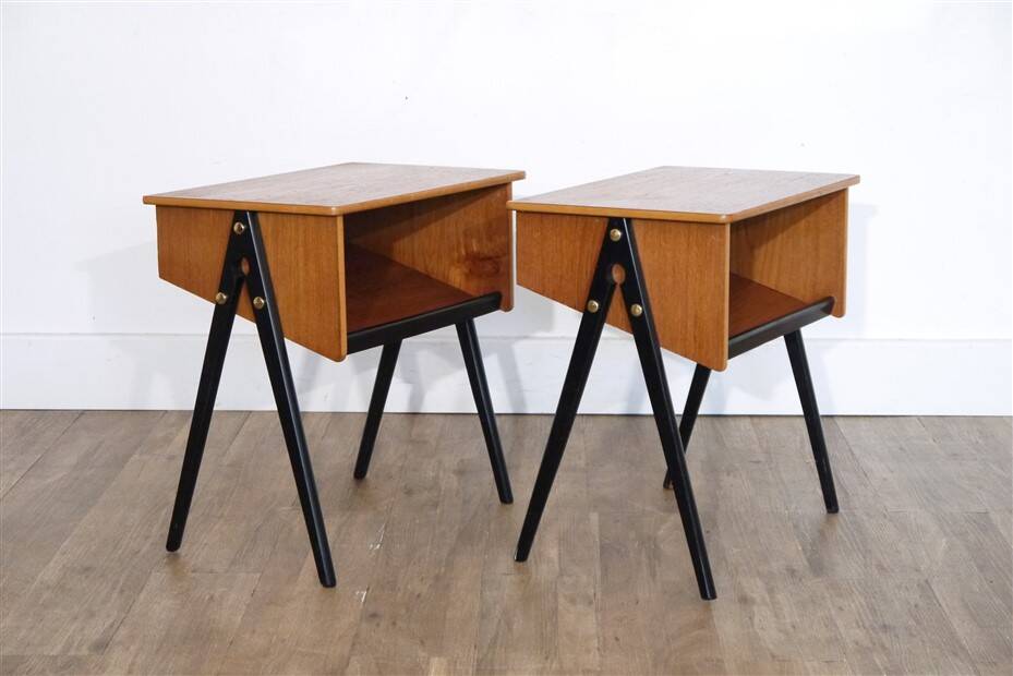 Scandinavian teak bedside tables from the 1960s.