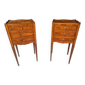 Pair of Louis XV Style Bedside Tables in Rosewood Marquetry