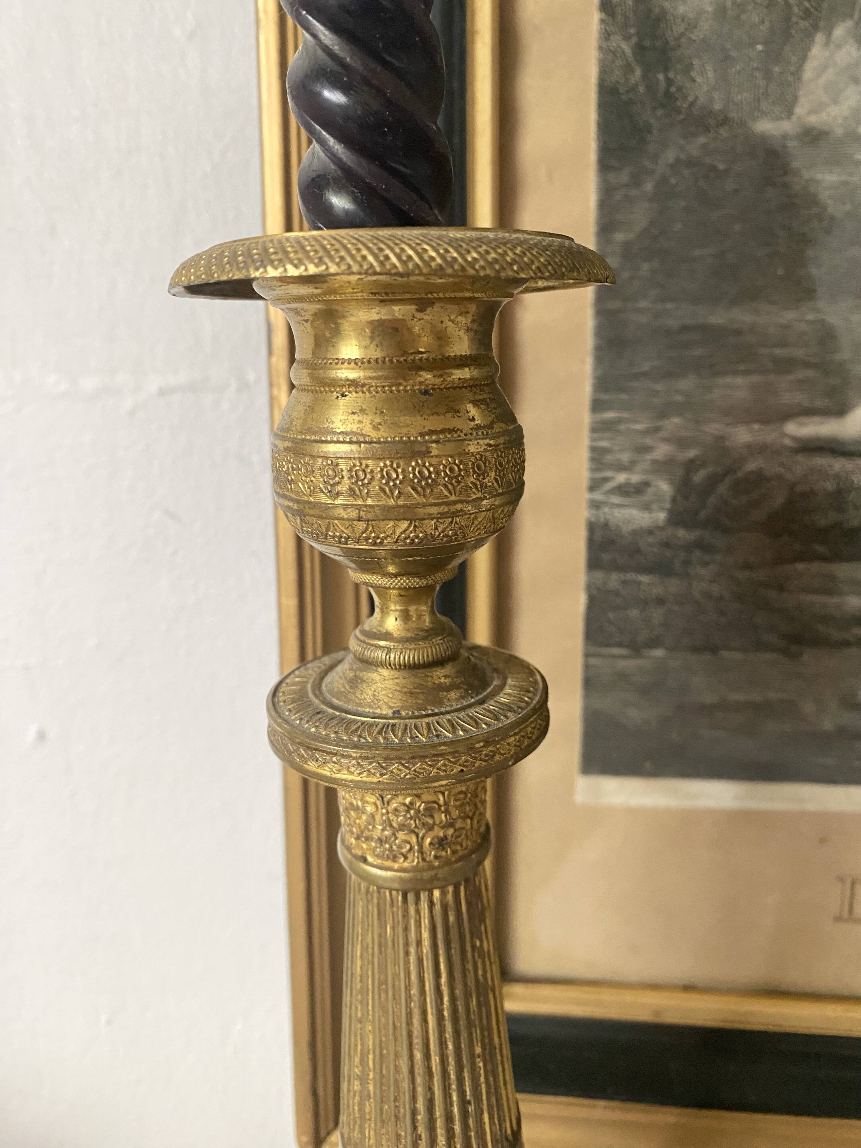 Antique brass candle holder 28 cm