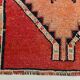 Pomegranate Red & Navy Blue Vintage Runner Rug, Geometric Pattern Runner