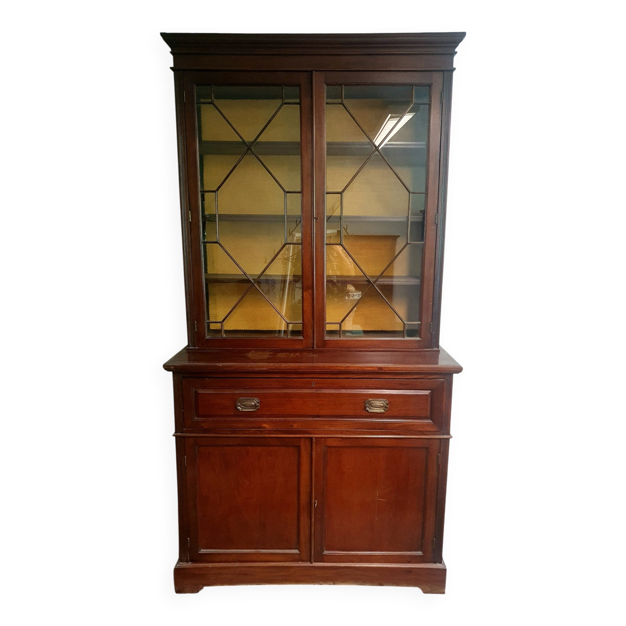 Elegant English mahogany secretary bookcase – Early 20th century
