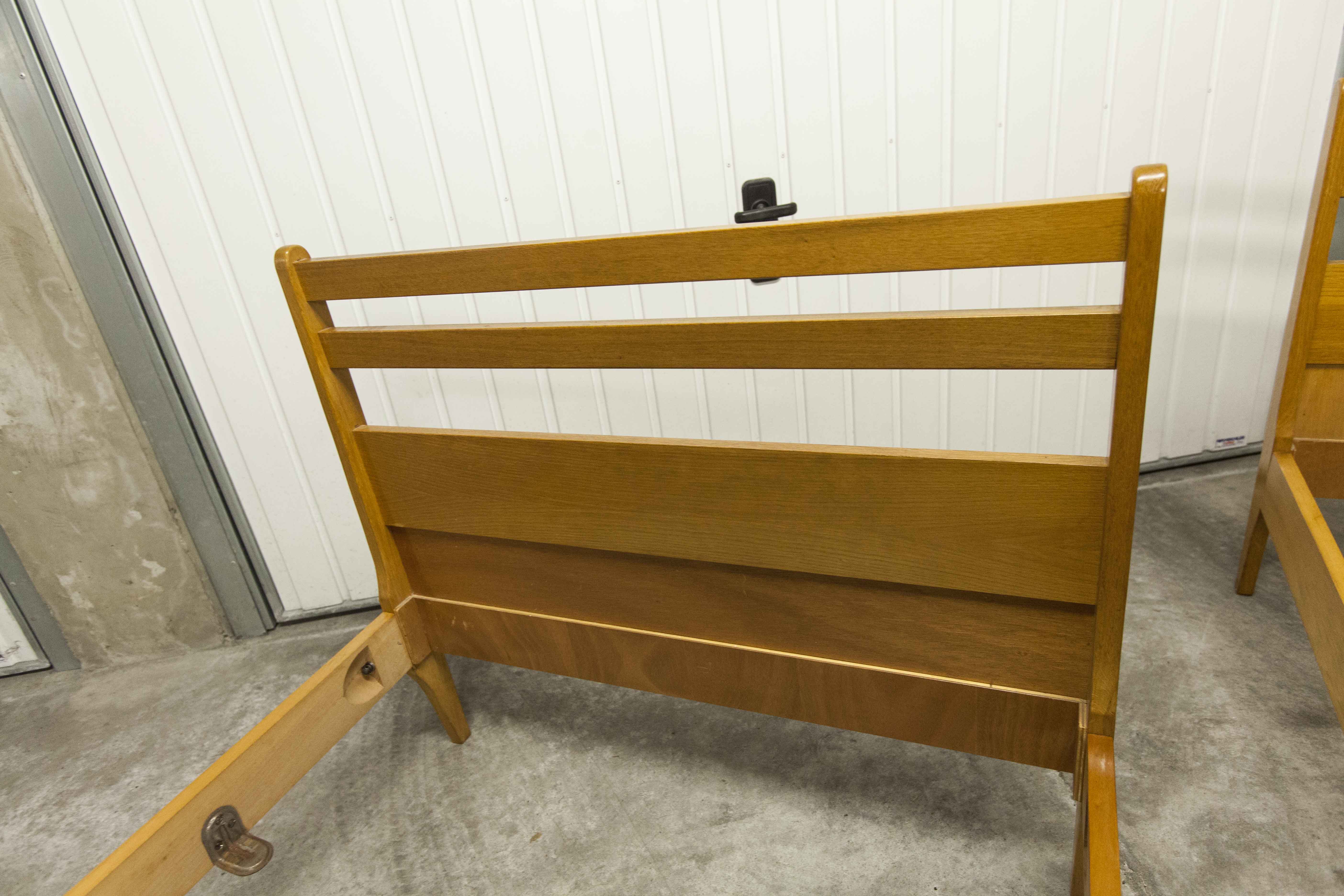 Pair of 1960 Scandinavian twin beds in solid beech