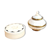 Pair ivory & brass boxes