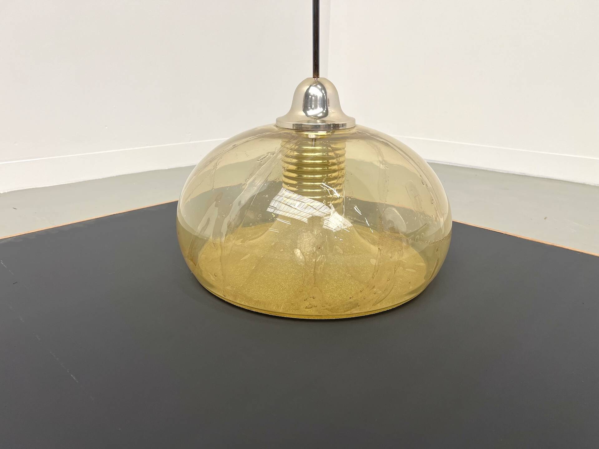 Blown glass paste pendant light, 1970s