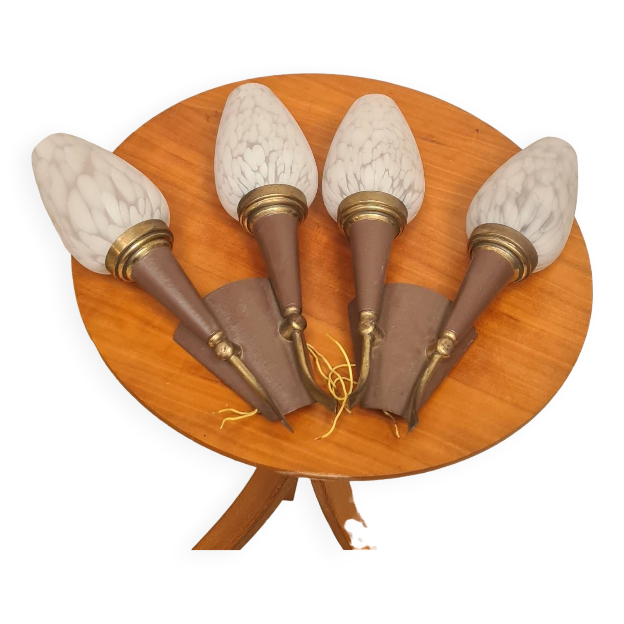 pair of wall lights 1950 to 60 with clichy tulip 27x18