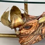 Sculptural coffee table with lighting by Henri Fernandez, France 70s