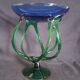 Bowl, centerpiece on twisted blue and green glass legs
