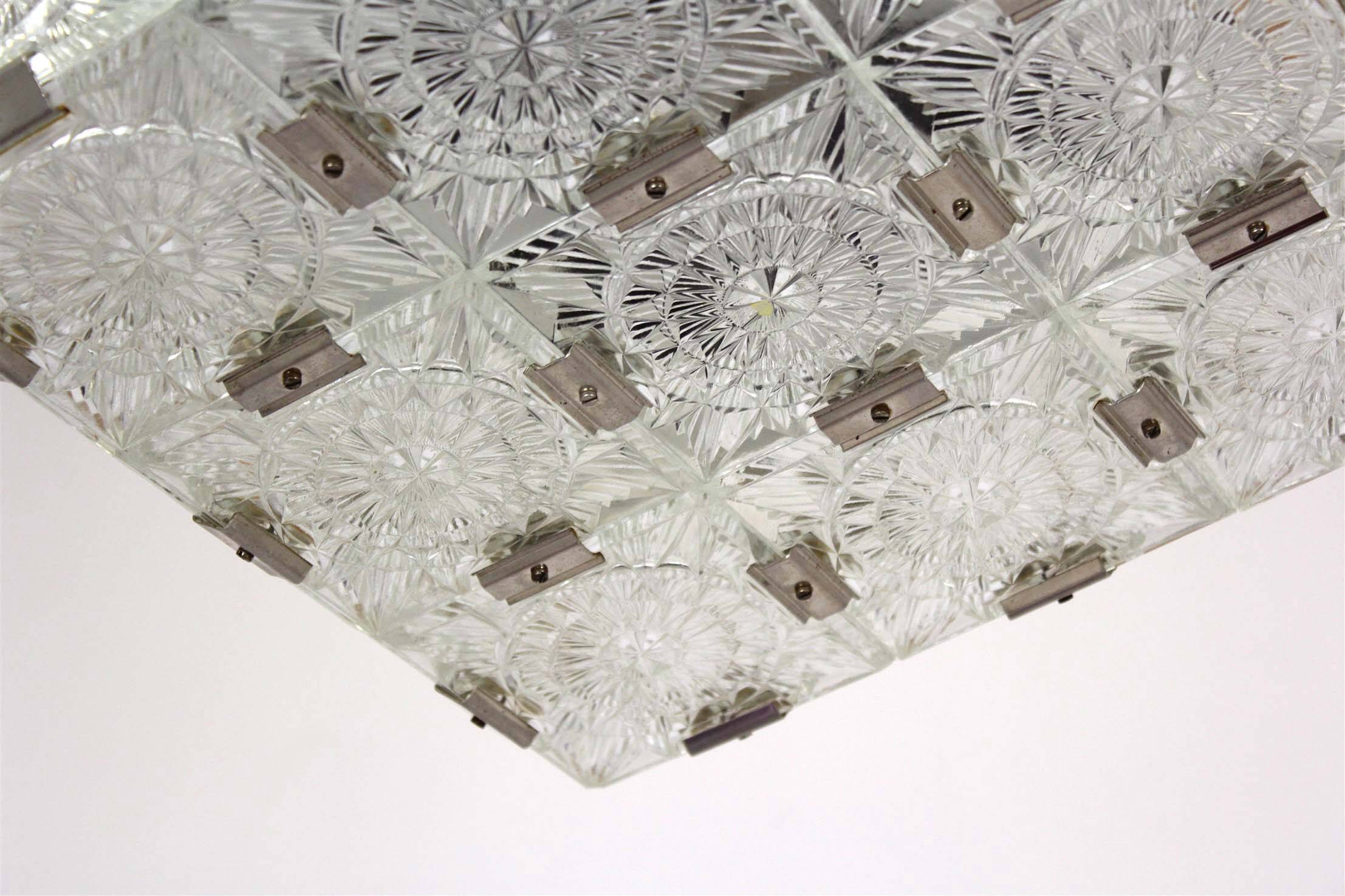Vintage Sculptural Glass Pendant Lamp by Kamenický Šenov, 1970s