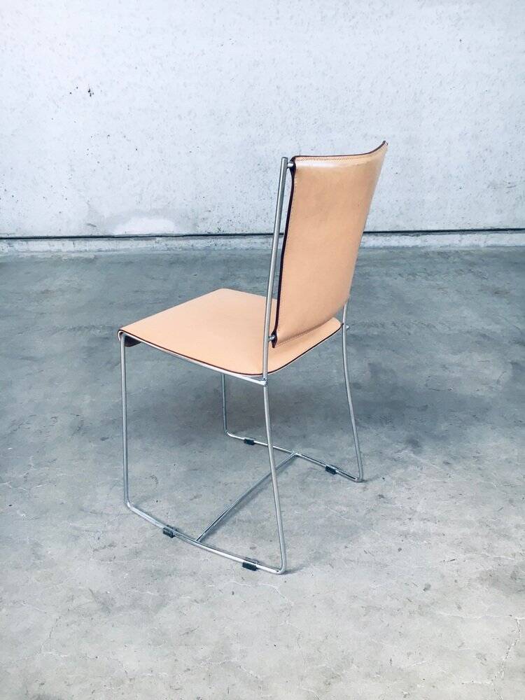Set of Postmodern Italian Design Leather Dining Chairs by Segis, 1990s
