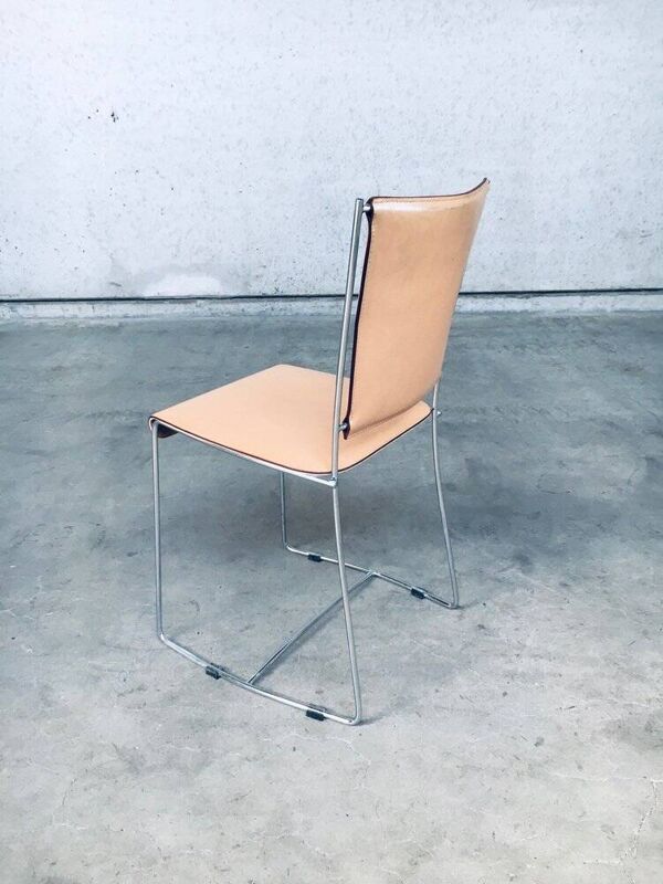 Set of Postmodern Italian Design Leather Dining Chair Set by Segis, 1990s