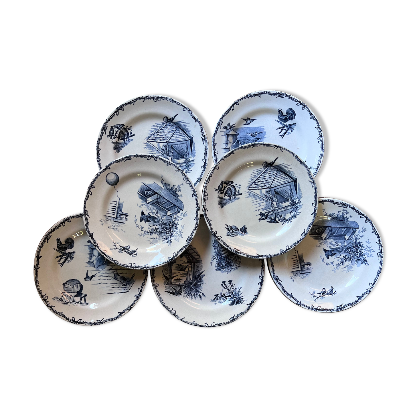 Plates Choisy Le Roi 19th in iron earth, country décor