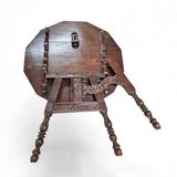 Antique tripot carved folding table / Netherlands / oak / 19th century circa 1880