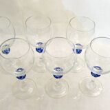 Set of 6 blue ball wine glasses by Luminarc.