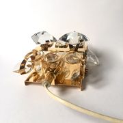 Applique en laiton doré et cristal de Palwa design 1960
