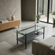 Table basse à 2 plateaux , verre et métal , des années 50'