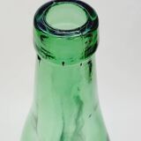Ancienne Grande Bouteille En Verre Pressé Moulé Vert Écrasé Déformé