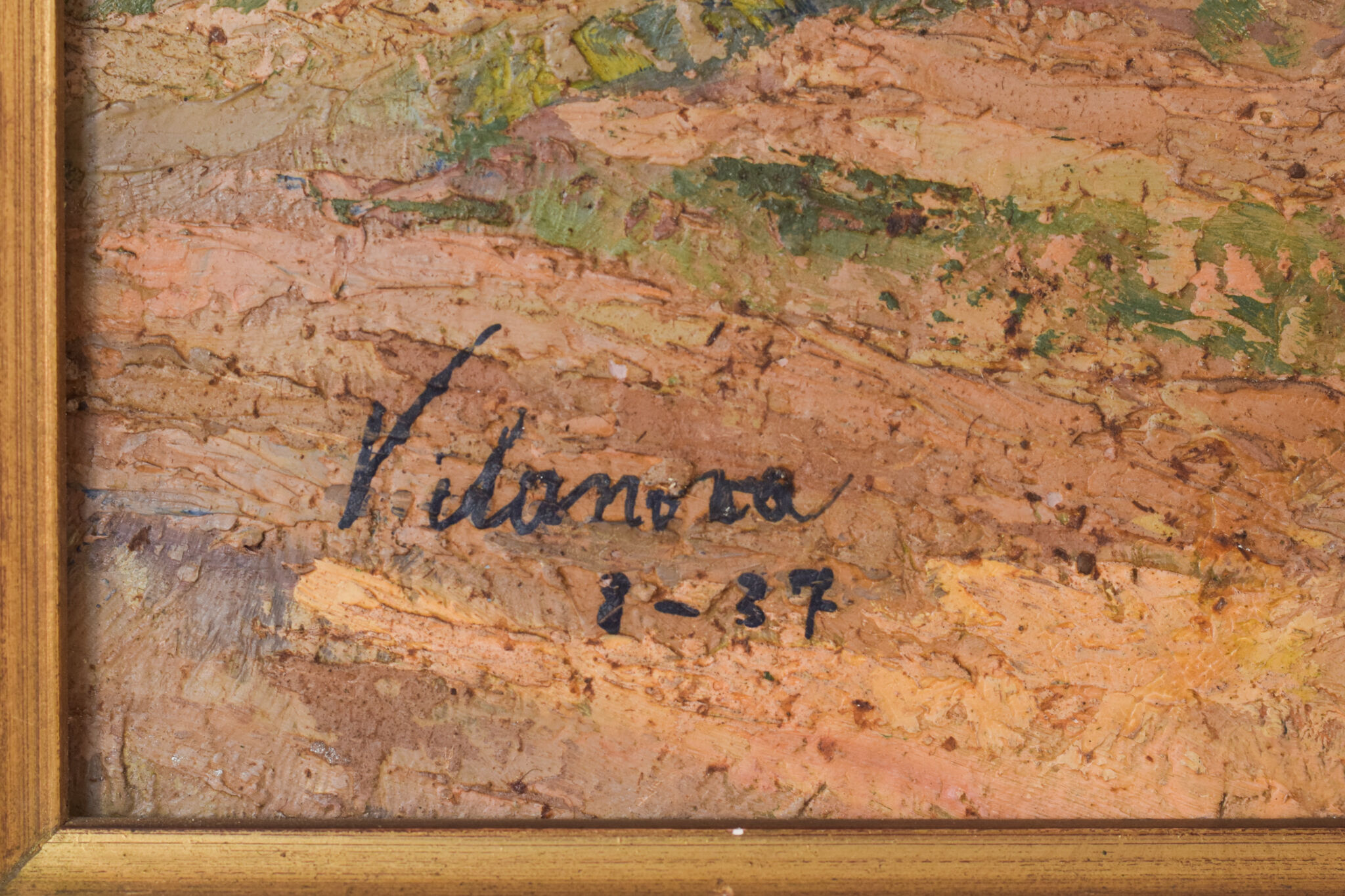 Impressionist painting of villas and garden