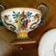 Small Cup and Saucer Majolica Fantechi Sesto Fiorentino Antique