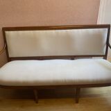 Walnut bench, from the restoration period, covered in white.