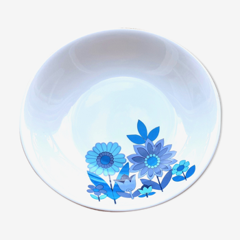 Salad bowl of the 70s in porcelain with blue flowers