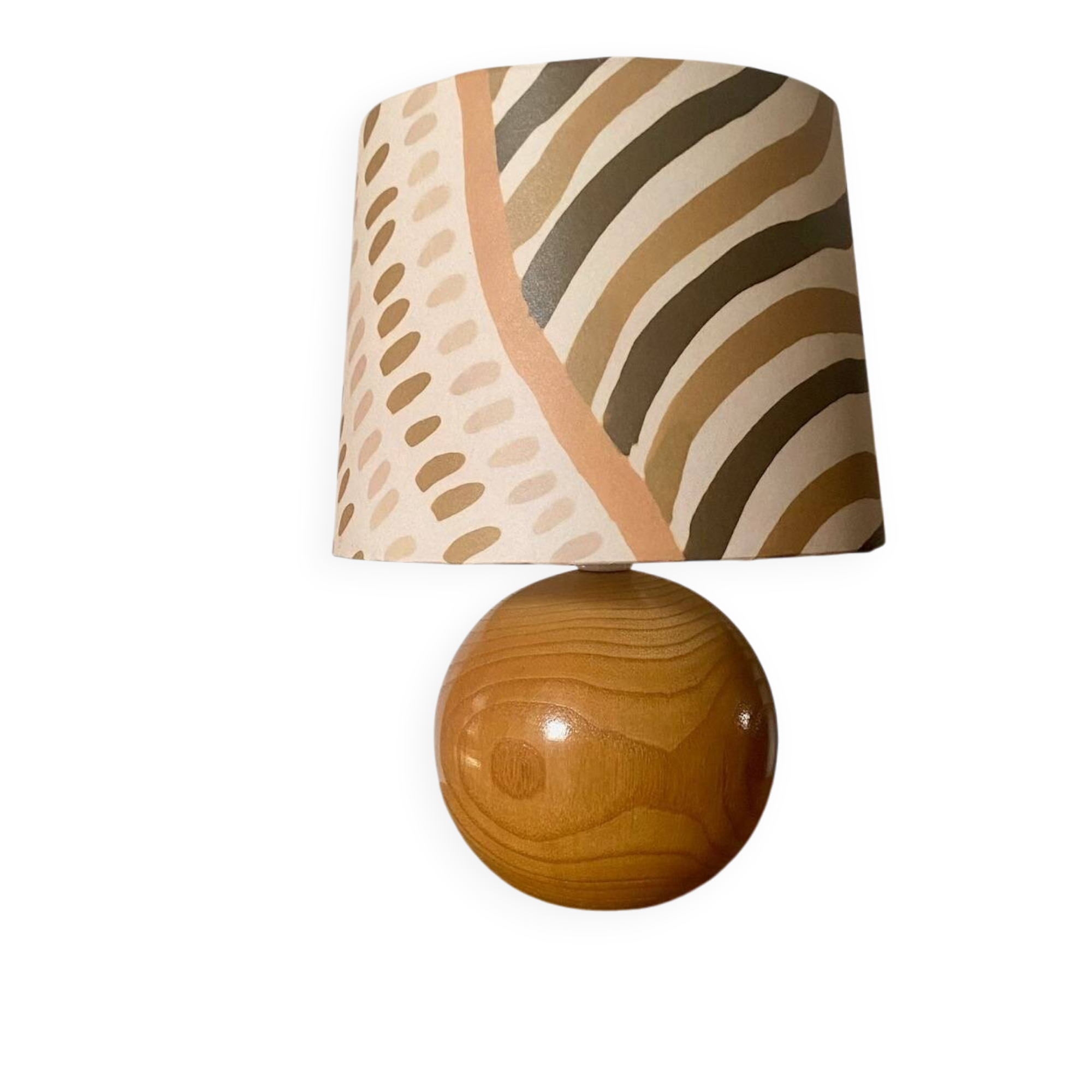 Vintage solid wood lamp - 1970s/1980s - handmade lampshade