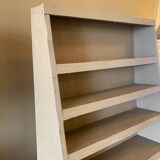 Painted wooden display shelf with an incline