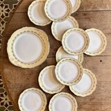 Vintage cake service l'Amandinoise in yellow and gold